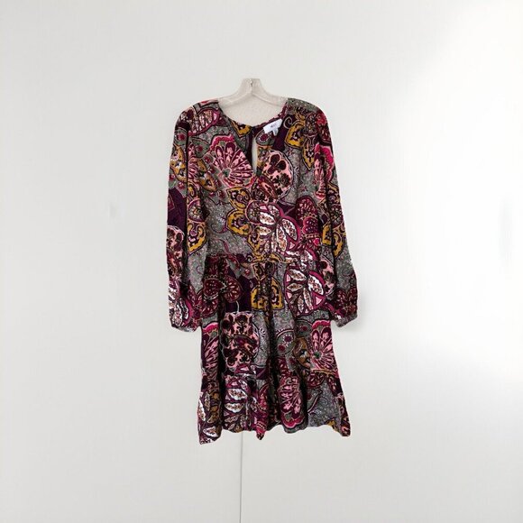 Next Purple Long Sleeve Mini V Neck Dress, Size 8 US Size 12 UK - Picture 1 of 9